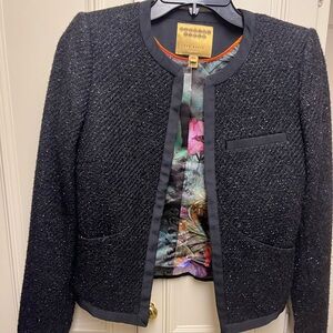 Ted Baker Black Blazer Suit Jacket with Tailored Design and Cropped Style